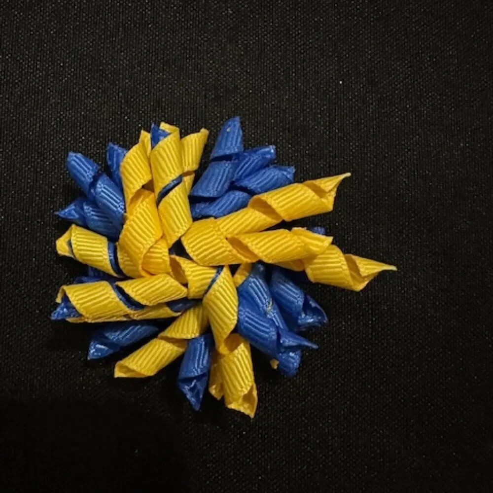 Mini Blue & Yellow Korker Bow  7347  Handmade NWT Boutique